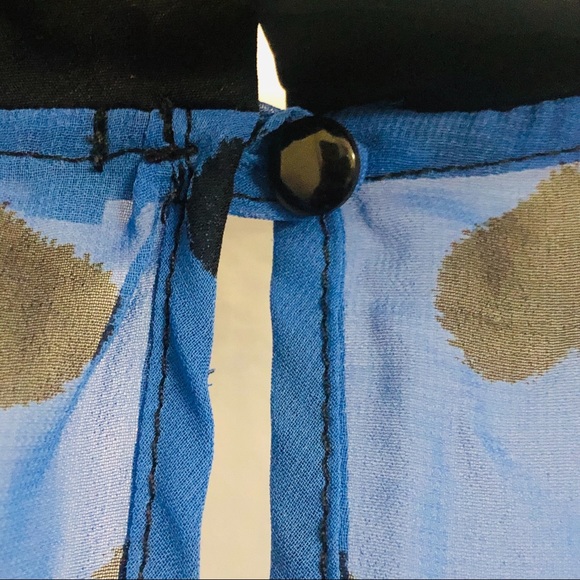 Sweet Rain Blue & Black Heart Sheer Blouse Large - Picture 6 of 7